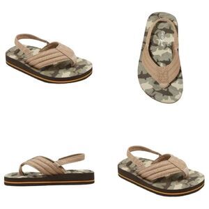 Toddler Tan Camouflage Flip Flop Sandals Brown Slides Unisex 9/10 Large Shoes